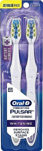 White pulsar soft bristle battery toothbrush two pack