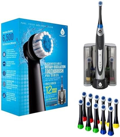 Black deluxe oscillating toothbrush with charging dock