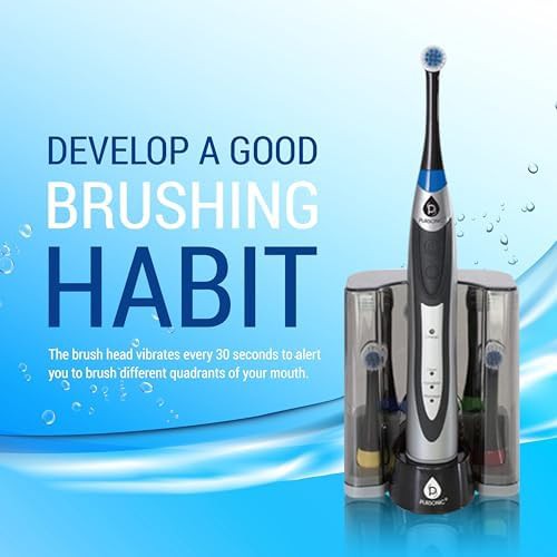 Black deluxe oscillating toothbrush with charging dock — photo 3