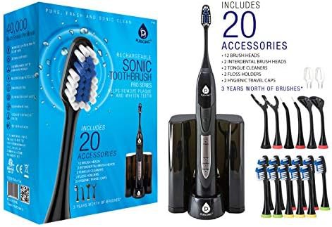 Black ultra high powered sonic toothbrush with dock