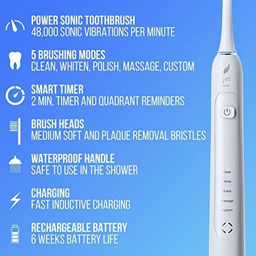 White sonic rechargeable toothbrush with five modes — photo 3