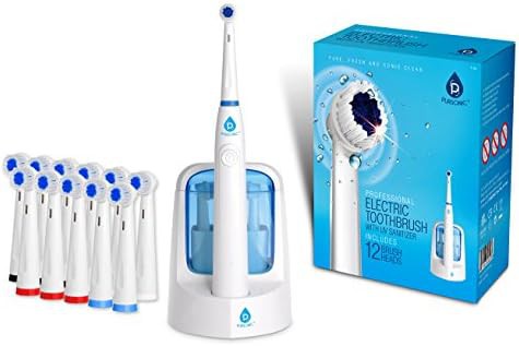 UV sanitizing rechargeable electric toothbrush with twelve heads