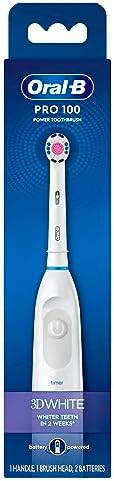 White battery powered whitening toothbrush