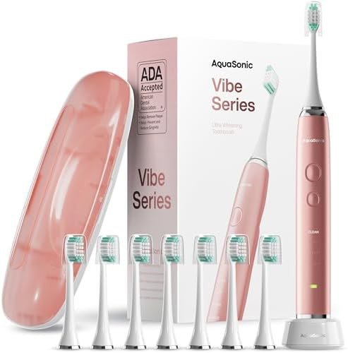 Satin rose gold whitening toothbrush with travel case
