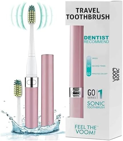 Metallic rose battery powered sonic toothbrush