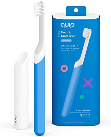 Blue sonic toothbrush for kids with rubber handle