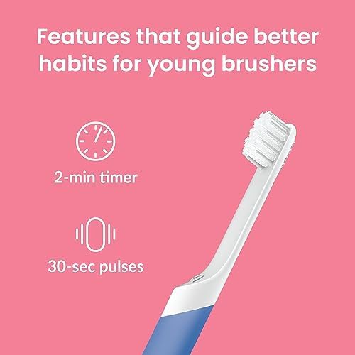 Blue sonic toothbrush for kids with rubber handle — photo 3