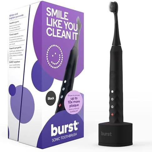 Black sonic toothbrush with soft bristles
