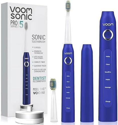 Blue rechargeable five speed ultrasonic toothbrush