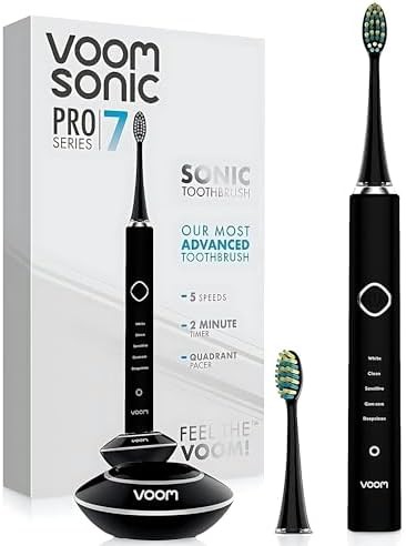 Black waterproof rechargeable sonic toothbrush