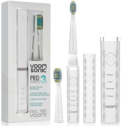 White rechargeable three speed sonic toothbrush