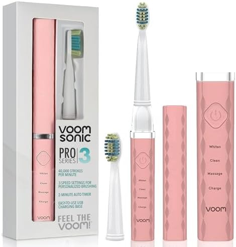 Pink rechargeable sonic brush with three speeds