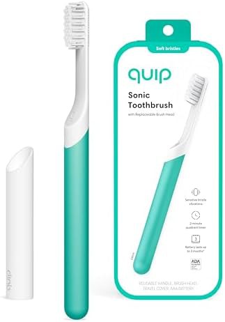 Green plastic quip sonic adult toothbrush