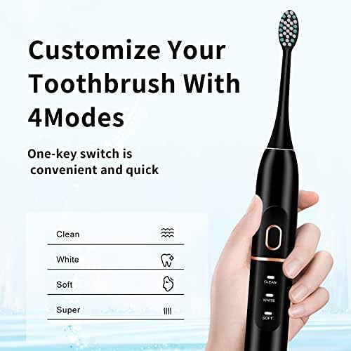 Black electric toothbrush with eight brush heads — photo 5