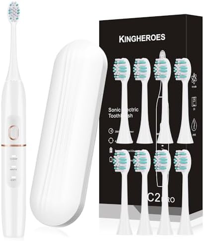 White sonic toothbrush with four cleaning modes