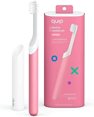 Pink rubber quip sonic kids toothbrush