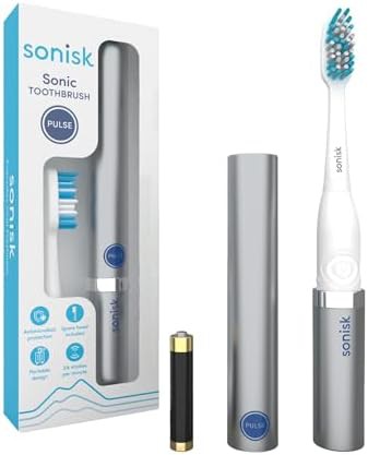 Sonisk Pulse metallic silver battery-powered sonic toothbrush