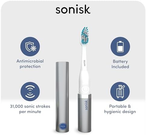 Sonisk Pulse metallic silver battery-powered sonic toothbrush — photo 3