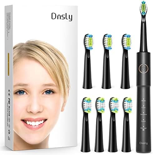 Sonic battery powered brush with eight heads