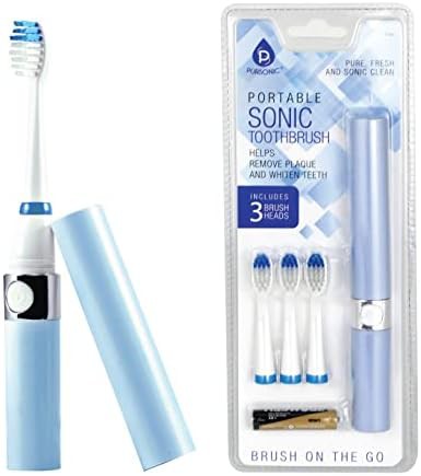 Blue portable battery powered sonic toothbrush