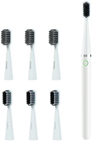 White sonic toothbrush with six heads
