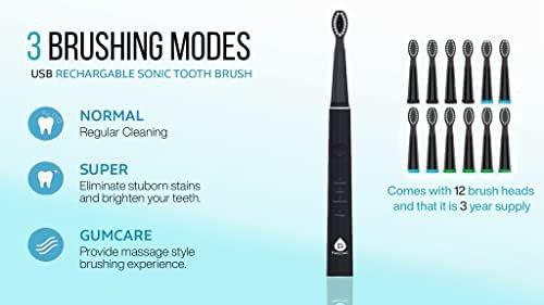 Black whitening sonic toothbrush with USB charging — photo 4