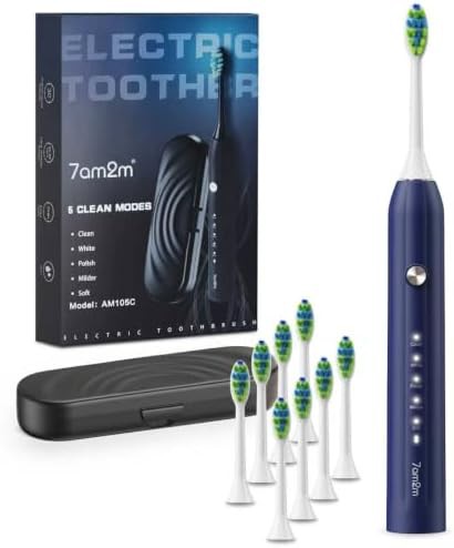 Whitening sonic toothbrush with eight heads and case