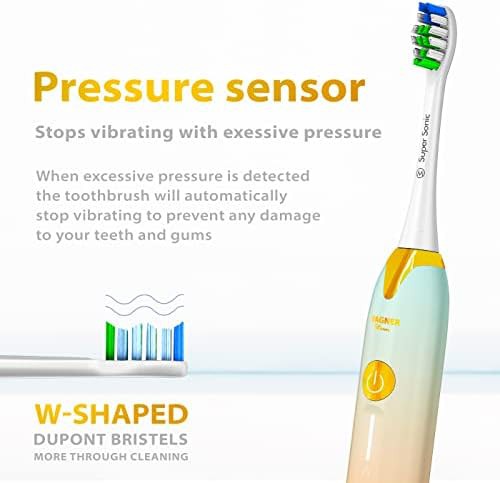 Peach and blue battery powered toothbrush — photo 4
