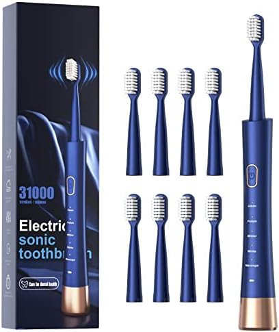 Blue waterproof sonic toothbrush for adults