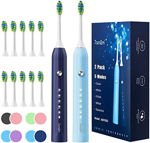 Dual pack sonic toothbrushes with twelve heads