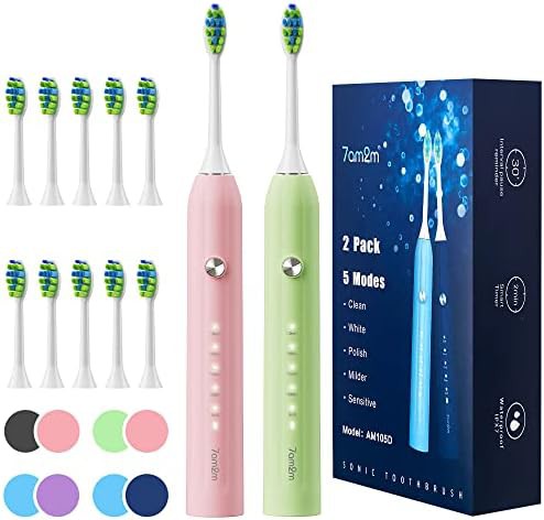 Two pack sonic toothbrushes in black and white