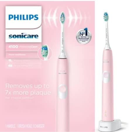 Pastel pink sonic toothbrush for plaque control