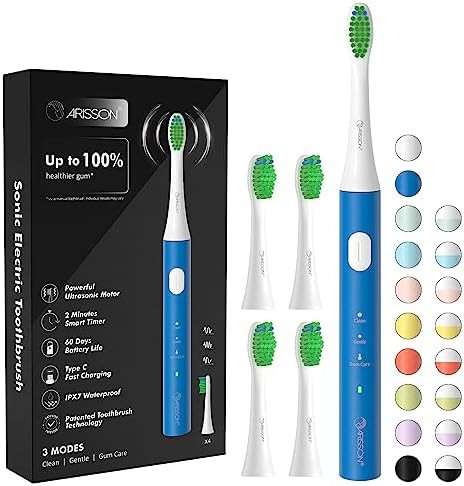 Azure blue sonic toothbrush with fast charging