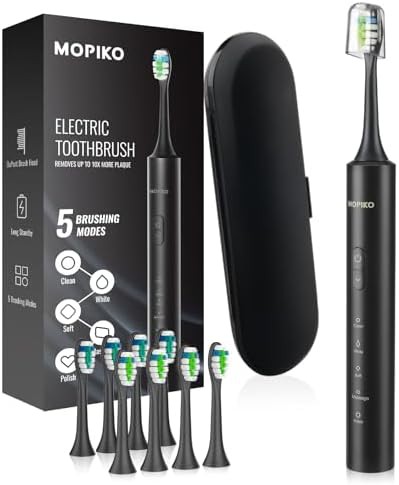MOPIKO black multi head sonic power toothbrush