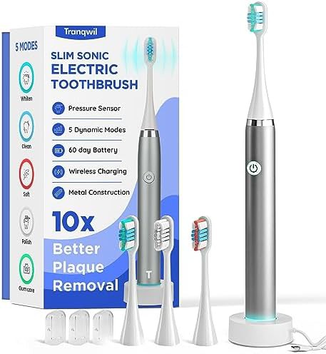 Silver metal slimsonic brush with smart timer