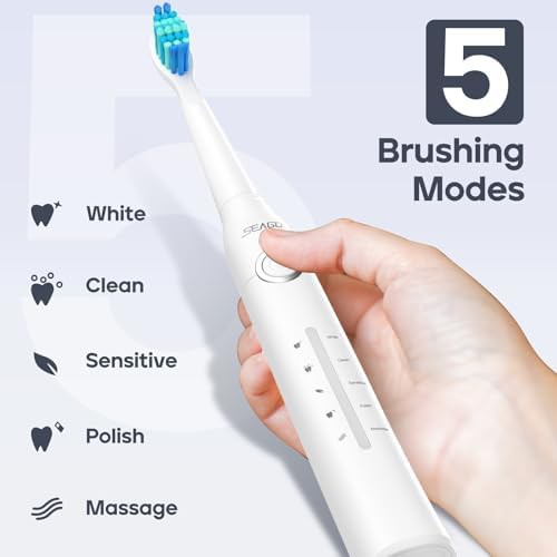 White rechargeable toothbrush with ten heads — photo 4
