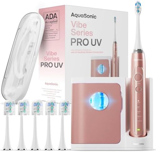 Satin rose gold pro toothbrush with UV sanitizer