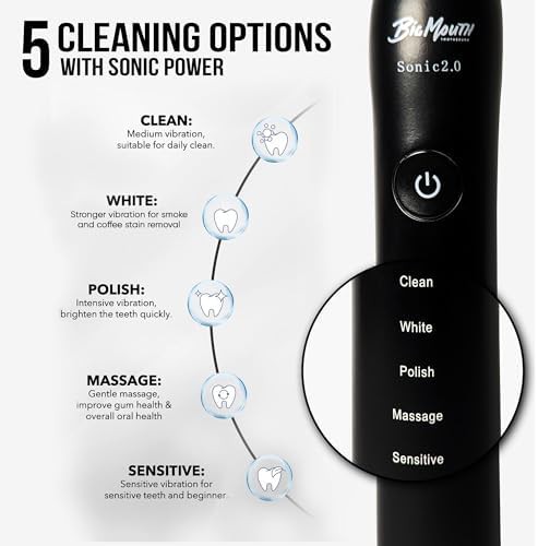 Black ultrasonic toothbrush with five cleaning modes — photo 3
