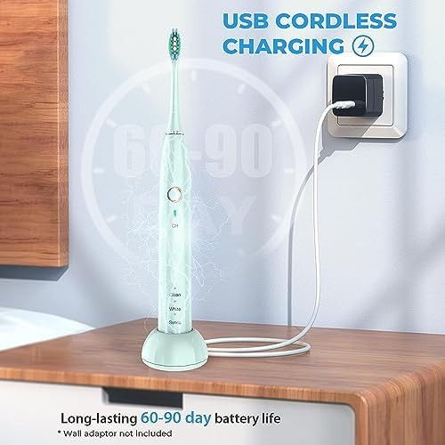 NBGRLVS green rechargeable sonic electric toothbrush for adults — photo 4