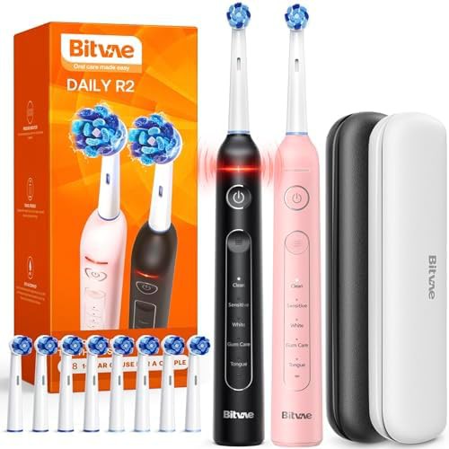 Rotating toothbrush pair with pressure sensors