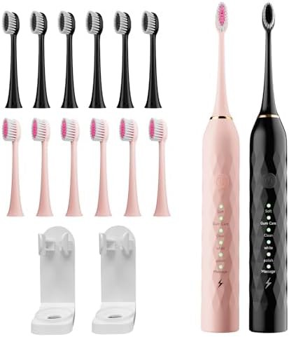 Black and pink two pack toothbrush set