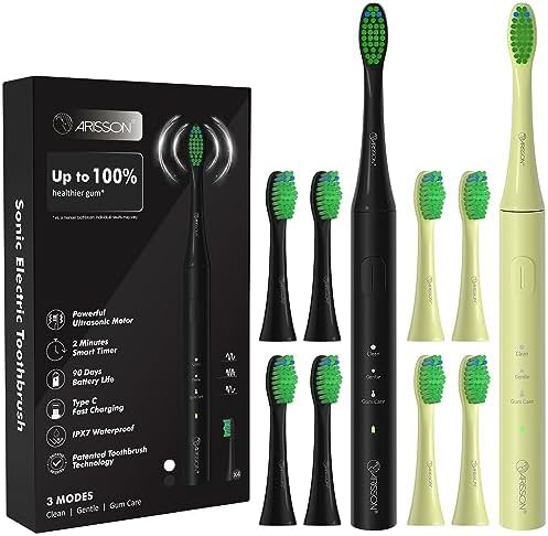 Green and black sonic toothbrush two pack