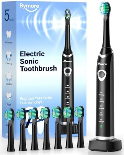 Black sonic toothbrush for adults with smart timer