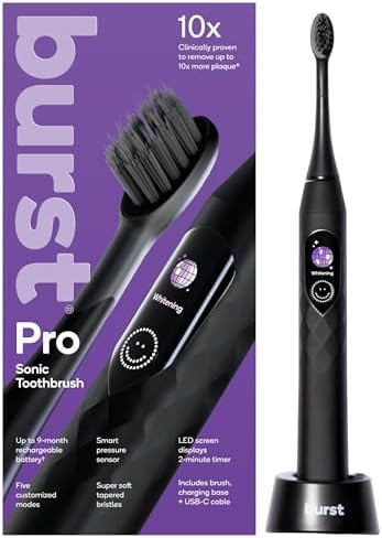 Black pro sonic brush with pressure sensor