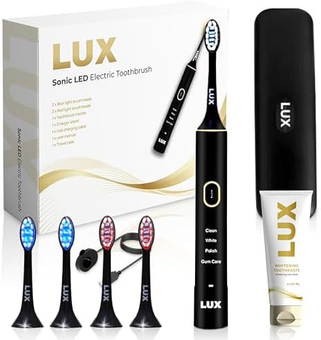 Black and gold LED whitening toothbrush