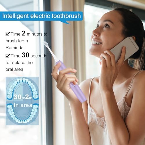 Purple rechargeable toothbrush with smart timer — photo 4