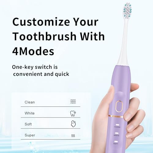 Purple rechargeable toothbrush with smart timer — photo 5