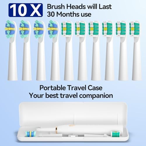 White ultrasonic toothbrush with ten heads — photo 5