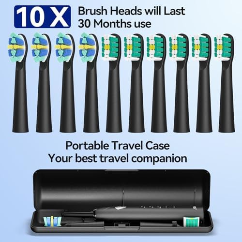 Black ultrasonic toothbrush with travel case — photo 5