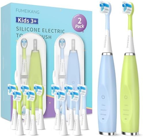 Kids rechargeable silicone toothbrush two pack